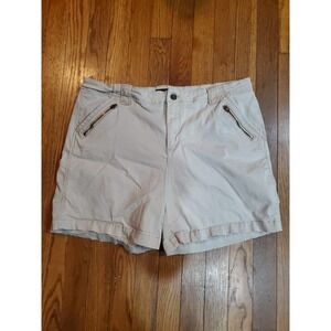 EUC Lee Straight Fit Shorts Womens Sz 16 M Beige Khaki Stretch Mid Rise